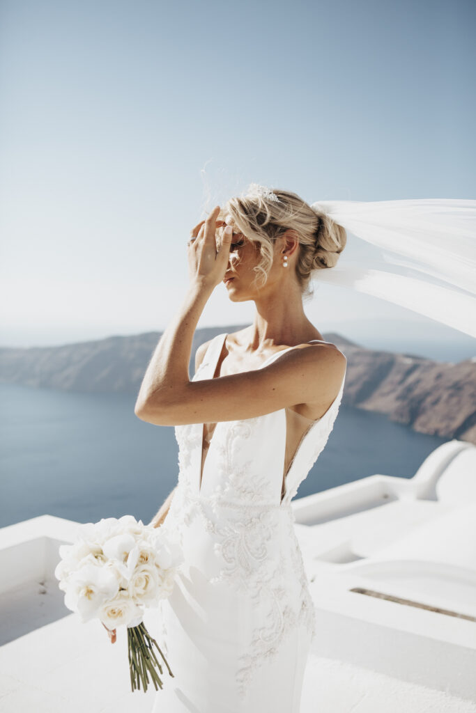 wind blowing bride's veil