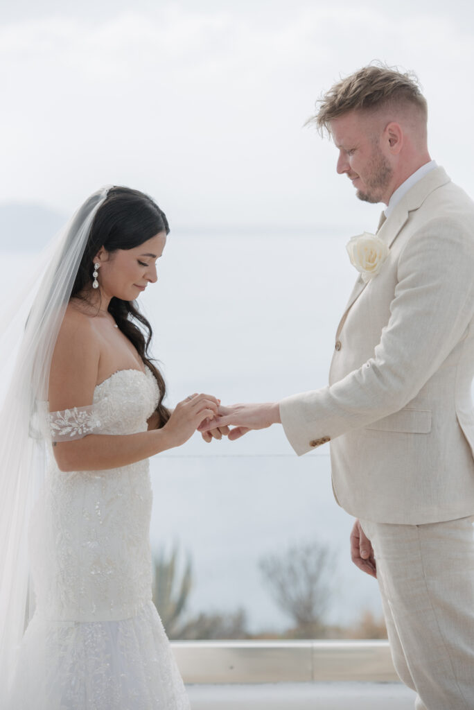 Carol and Jamie exchanging rings