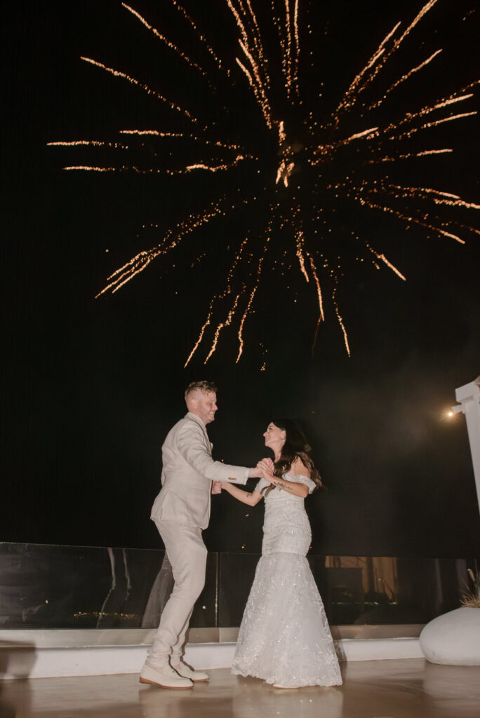 fireworks display at Le Ciel wedding