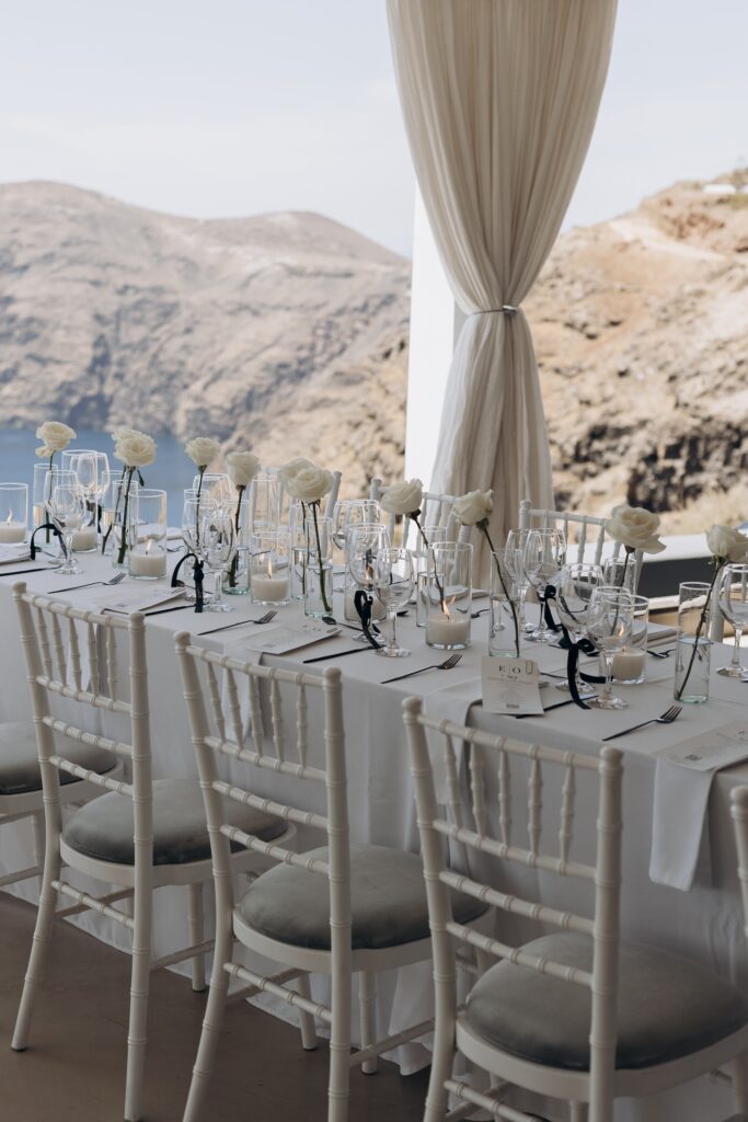 views from Le Ciel restaurant set up for wedding breakfast