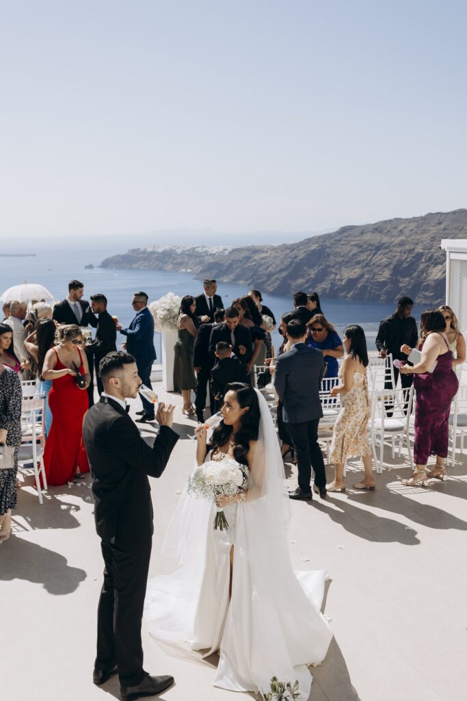 post ceremony drinks reception in santorini le ciel